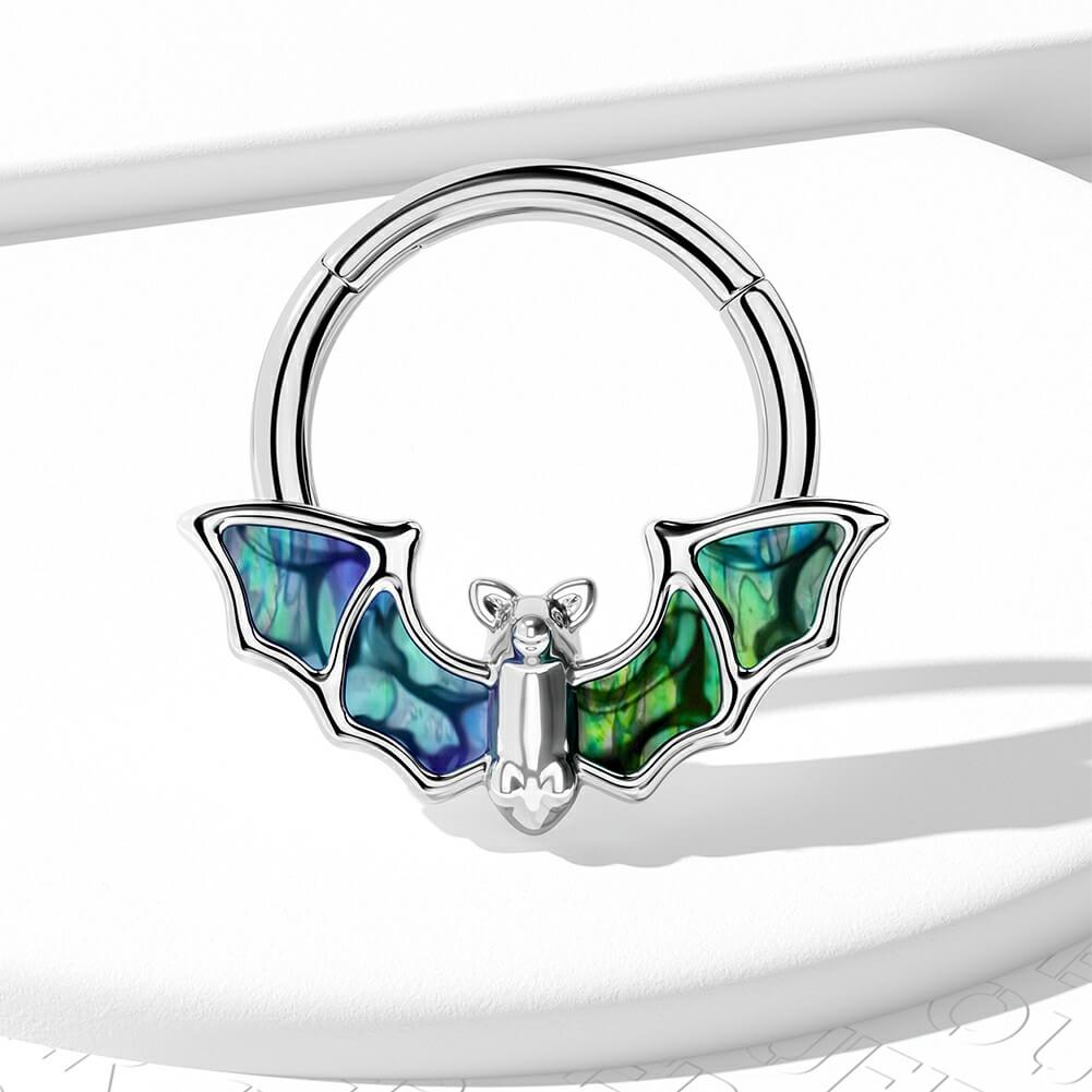 Abalone Shell Bat Hinged Septum Ring