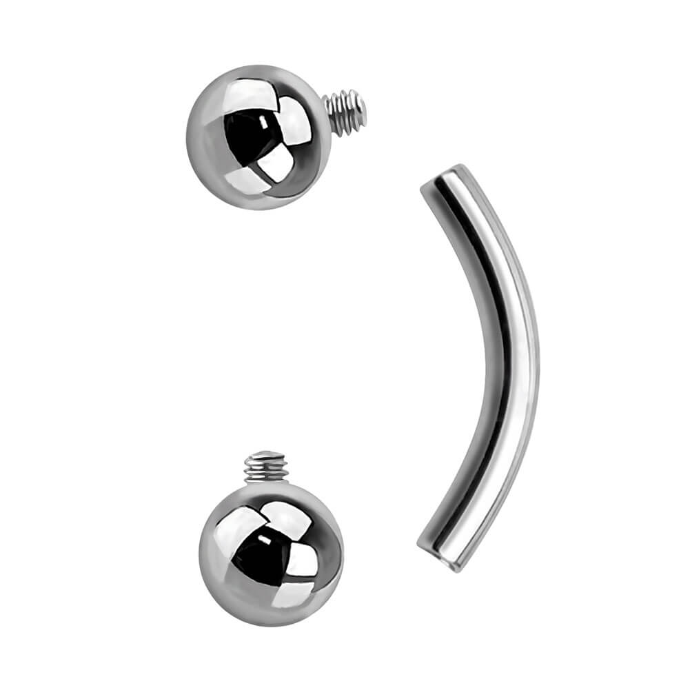 16G 2PCS Internally Threaded Titanium Eyebrow Rings