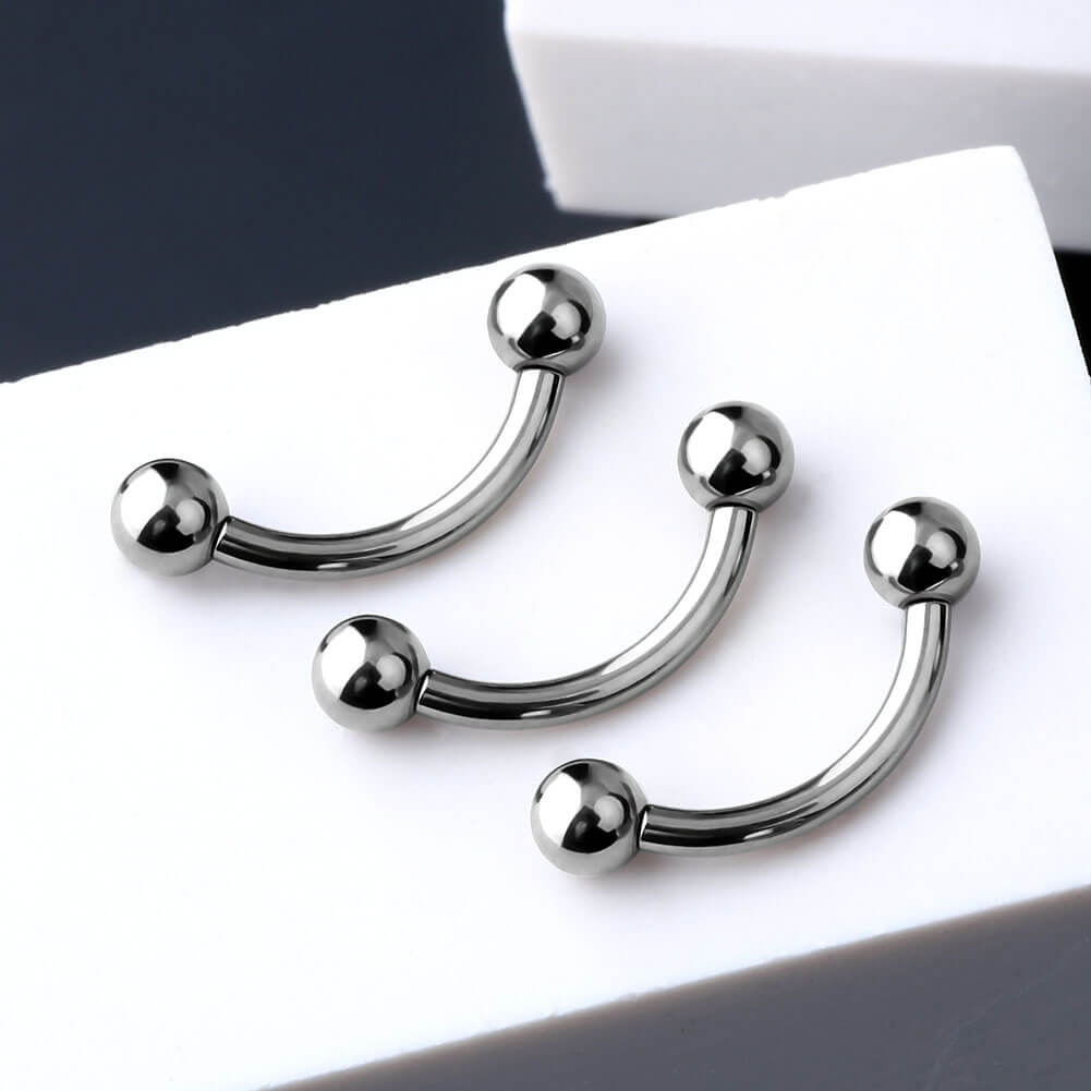 16G 2PCS Internally Threaded Titanium Eyebrow Rings