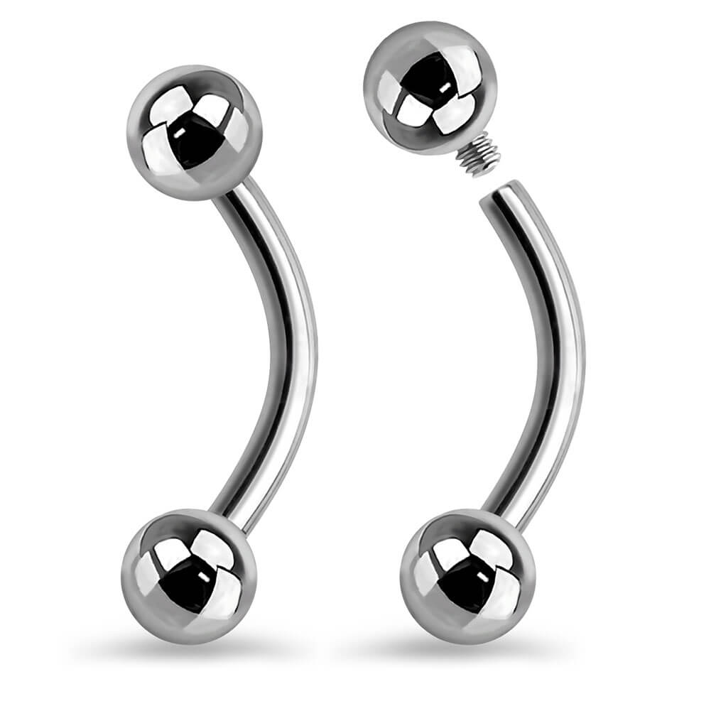 16G 2PCS Internally Threaded Titanium Eyebrow Rings
