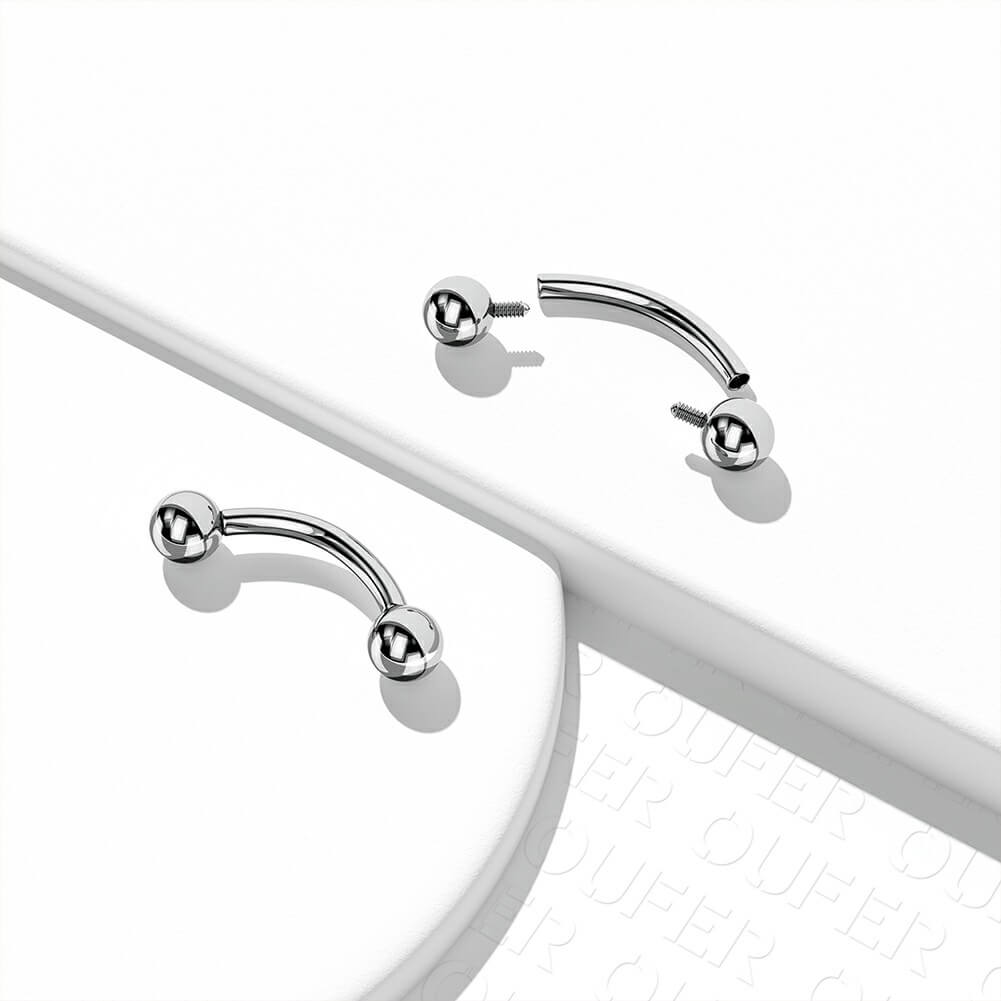 14G 2PCS Internally Threaded Titanium Eyebrow Rings