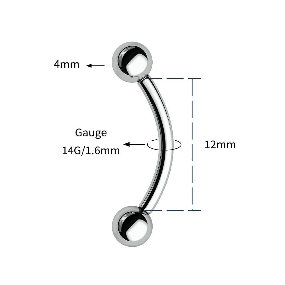 14G 2PCS Internally Threaded Titanium Eyebrow Rings