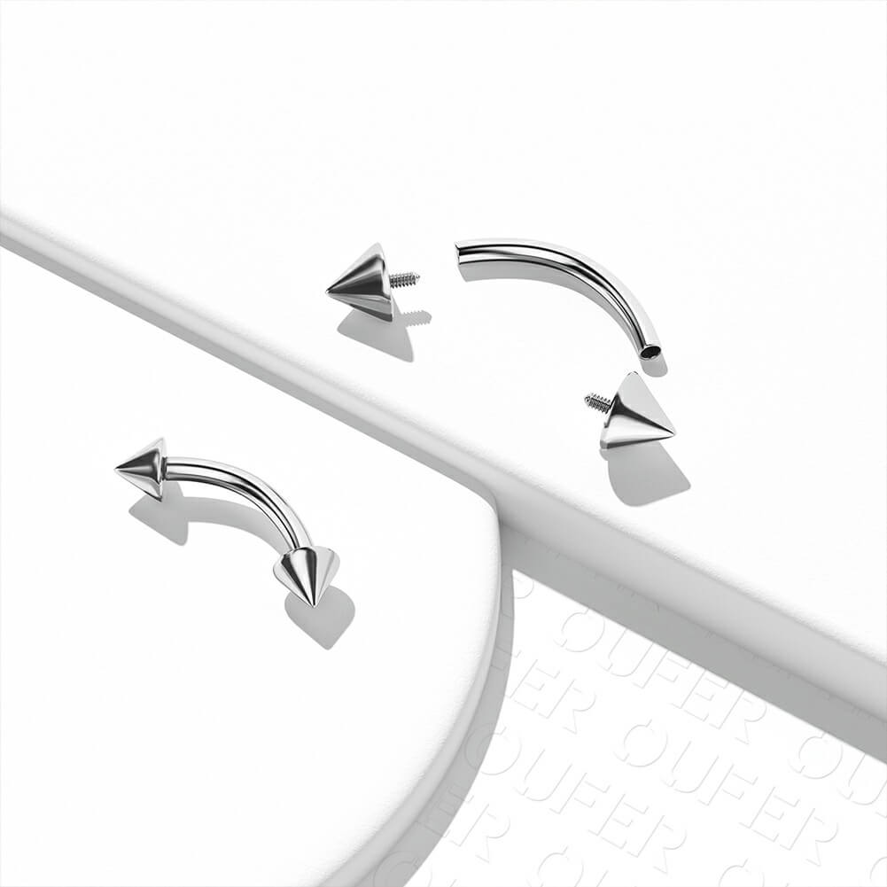 16G 2PCS Spike Internally Threaded Titanium Eyebrow Rings