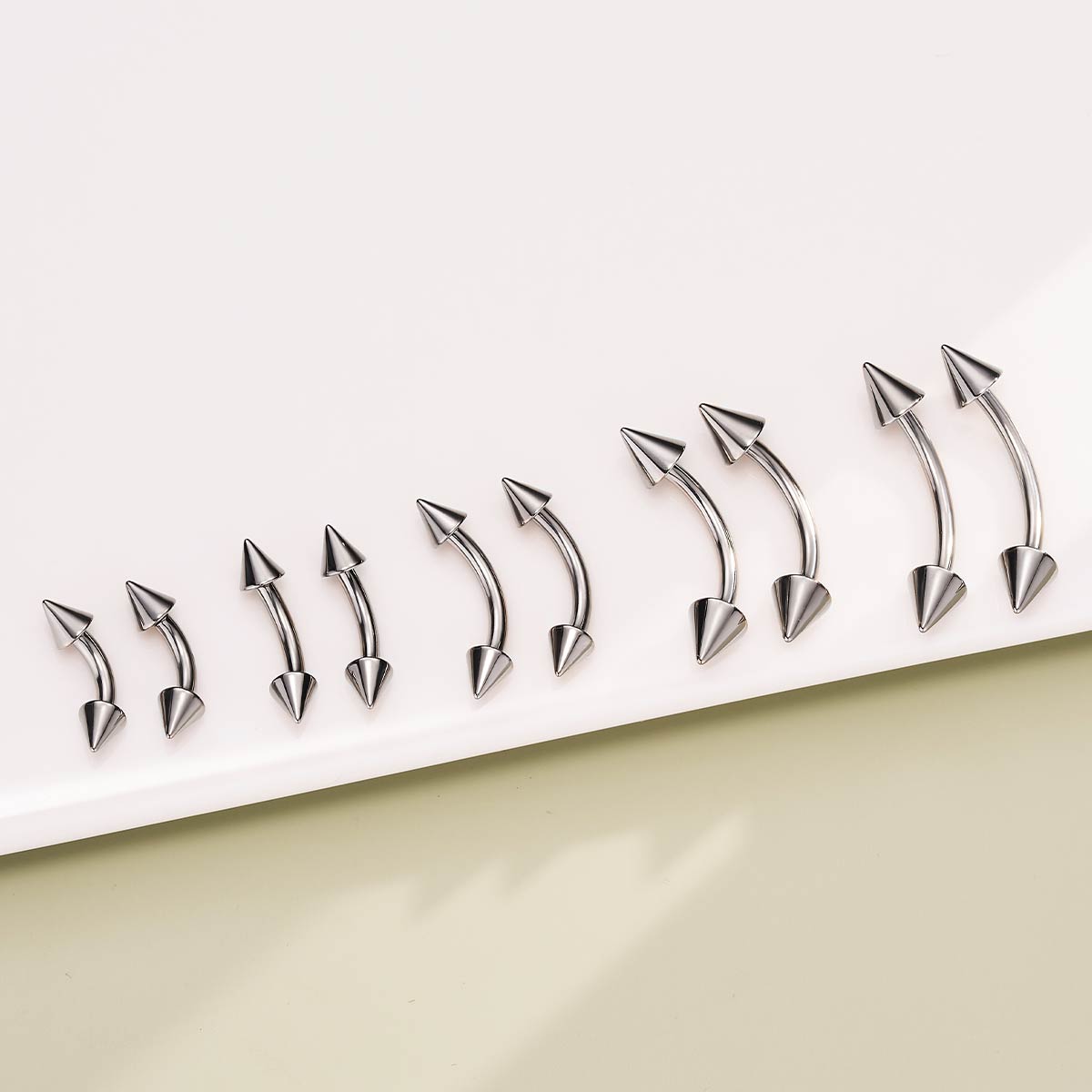 14G 2PCS Spike Internally Threaded Titanium Eyebrow Ring