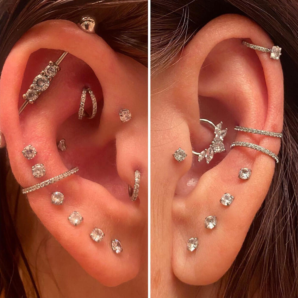 16G Double CZ Hoop Titanium Cartilage Ring