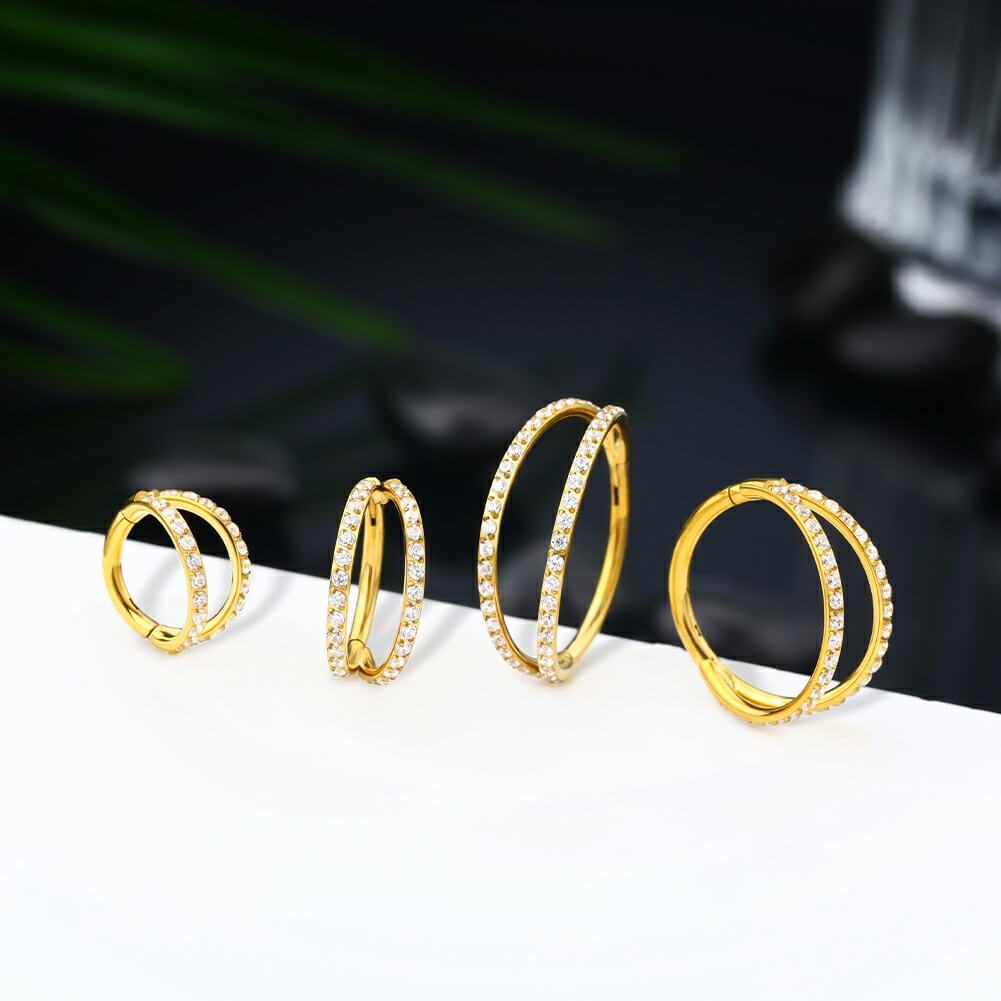 18G CZ Double Hoop Titanium Cartilage Ring