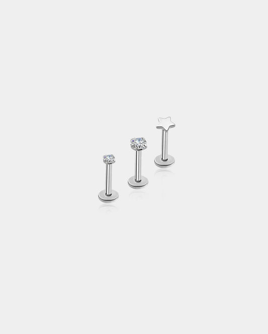 3PCS Star Internally Threaded Titanium Helix Stud