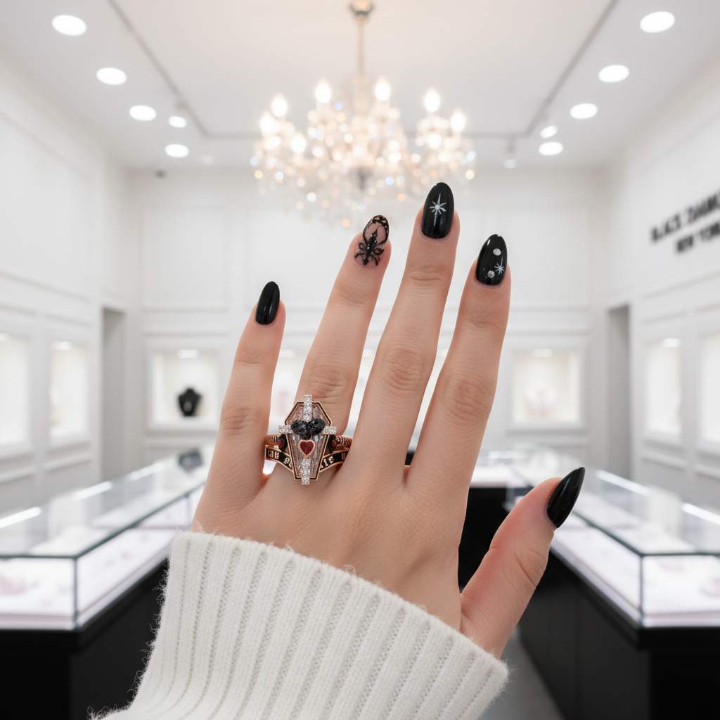 Only Death Can Separate Us Coffin Cut Diamond Wedding Rings