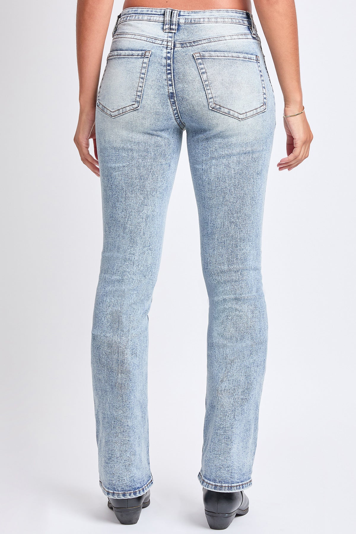 Women's Mid Rise Clean Hem Premium Stitch Bootcut Jeans