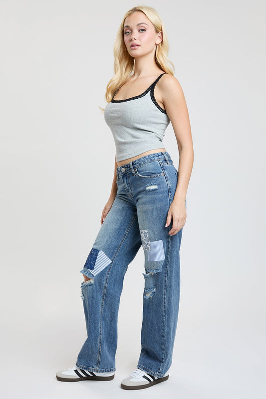 Women's Britney Patchwork Wide Leg Jeans