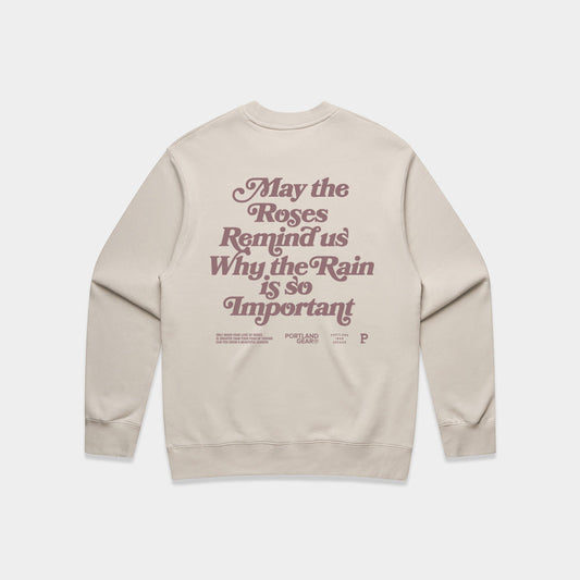 Sueded Slogan Crewneck - Bone