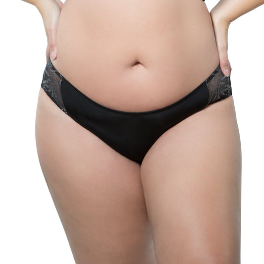 PARFAIT Marrianne Microfiber Polka Dot Mesh Low Rise Bikini Style - Black