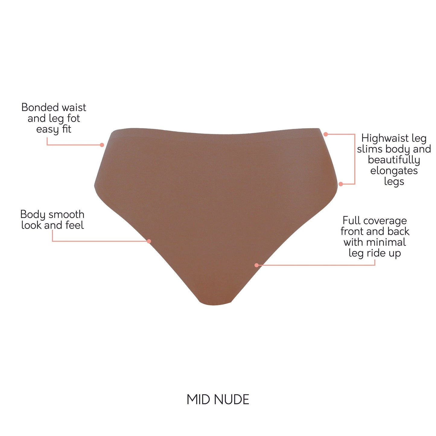 PARFAIT Bonded French Cut PP5031 Body Smoothing  Panties with No Visible Panty Lines  - Mid Nude