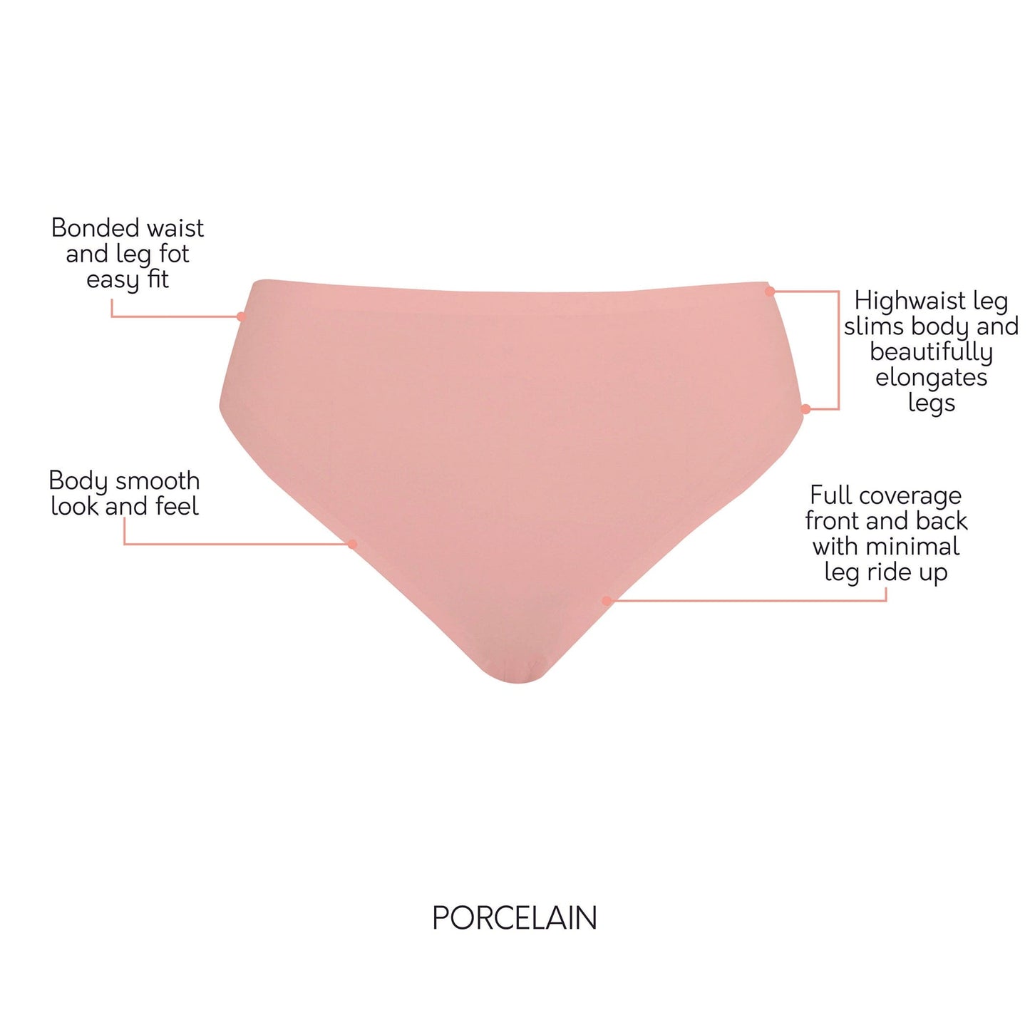 PARFAIT Bonded French Cut PP5031 Body Smoothing  Panties with No Visible Panty Lines  - Porcelain