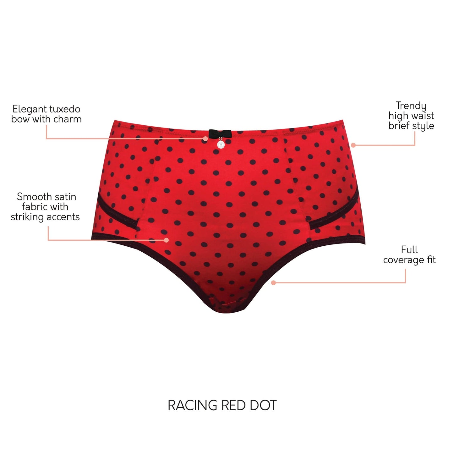 PARFAIT Charlotte 6917 Women's Full Figured Curvy High Waist Brief Vintage  - Racing Red Dot