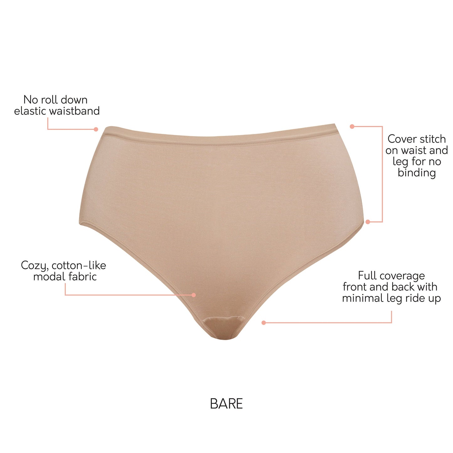 PARFAIT Cozy Brief PP5032 Cotton Like Fabric Full Coverage  - Bare