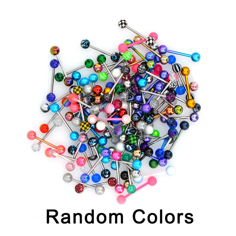 100PCS Colorful Acrylic Tongue Barbell Set