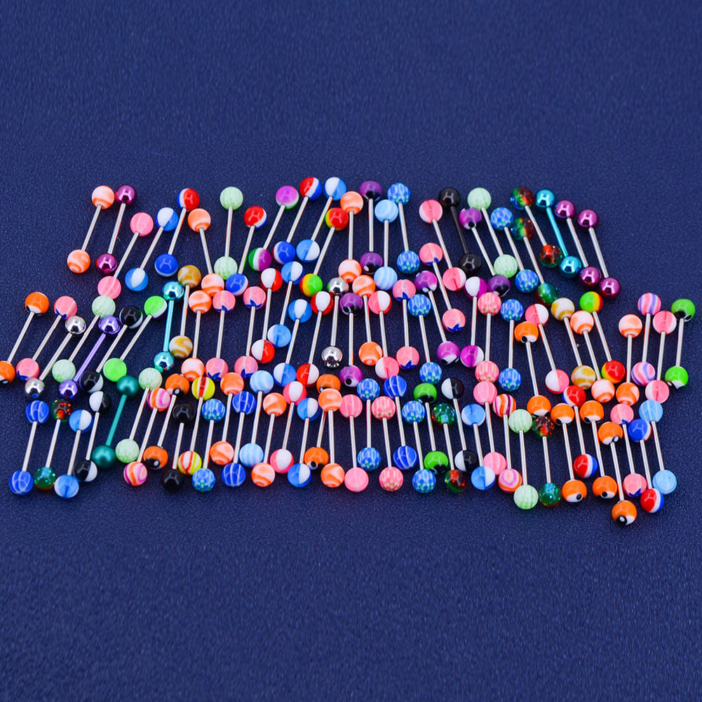 100PCS Colorful Acrylic Tongue Barbell Set