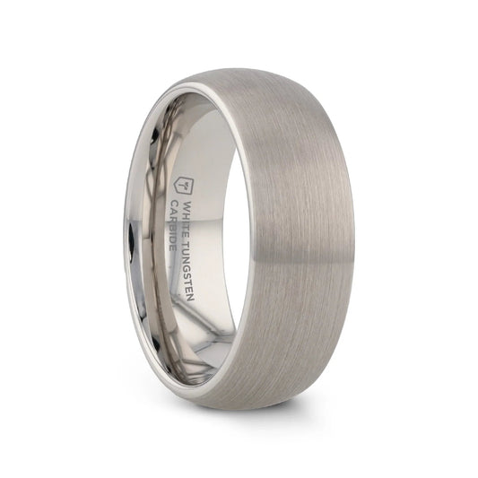 PYTHIUS Domed Brush Finished White Tungsten Ring - 2mm - 8mm