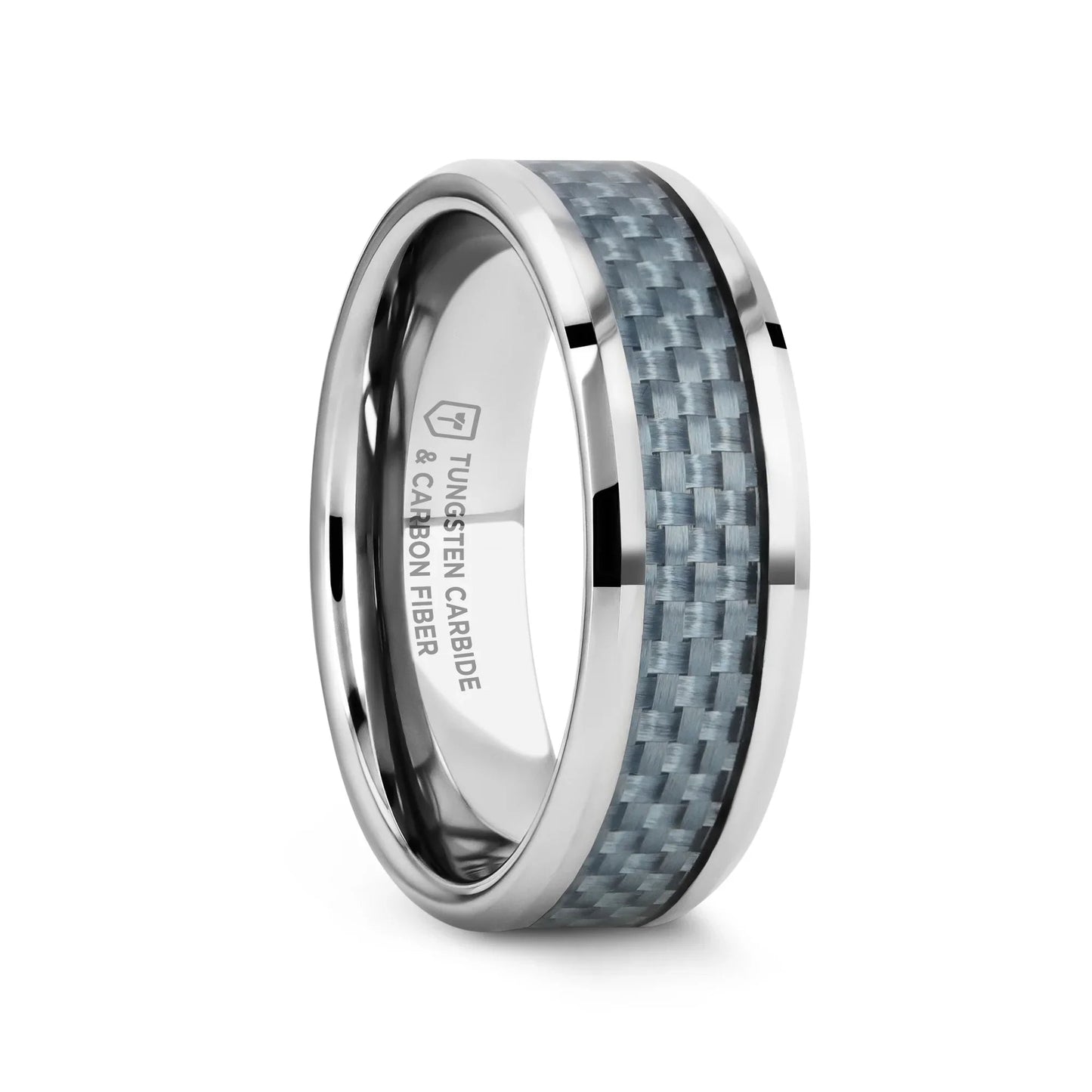 AUGUSTUS Blue Carbon Fiber Inlay Tungsten Carbide Band - 4mm - 10mm