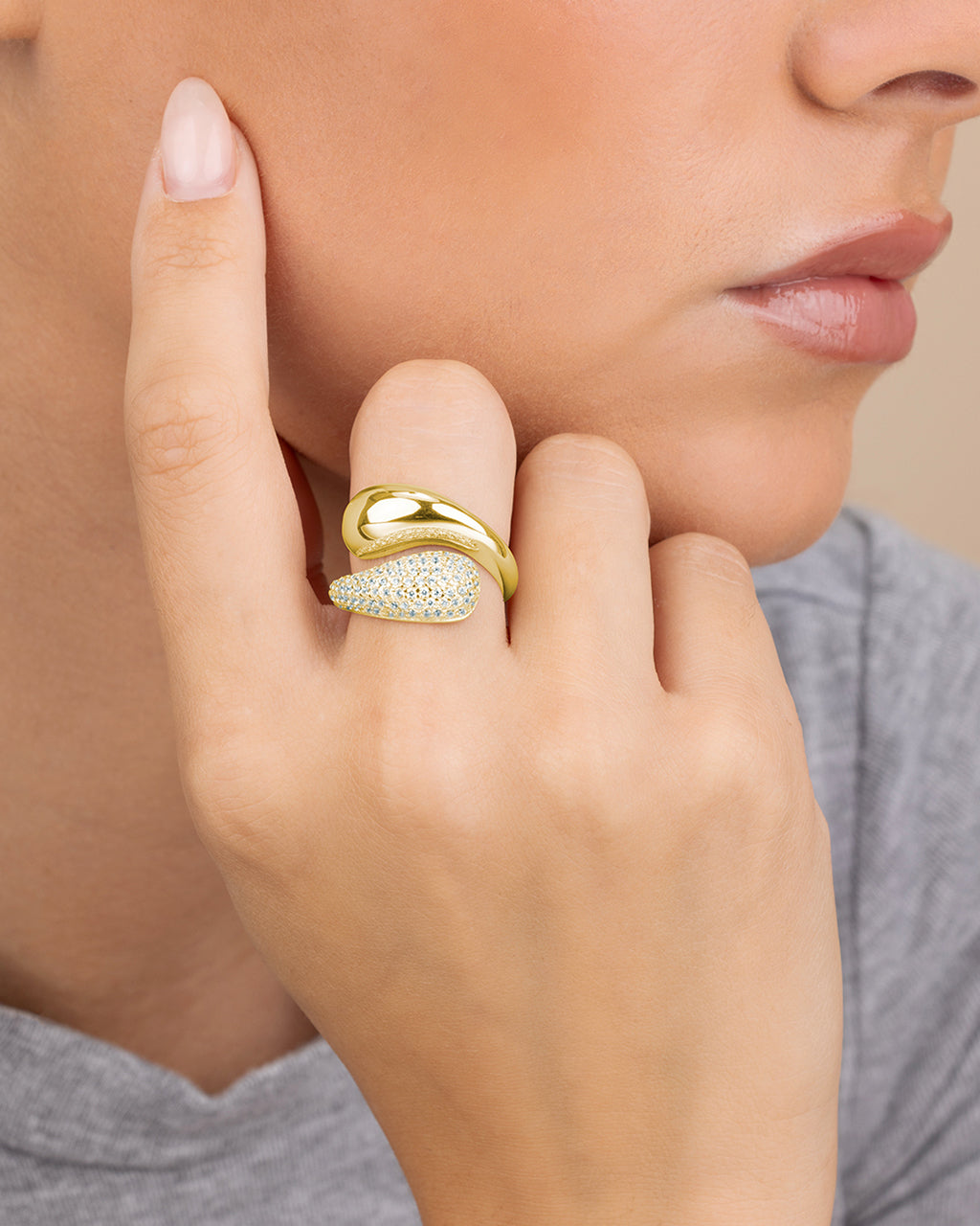 Sterling Silver Cecilia CZ Open Ring