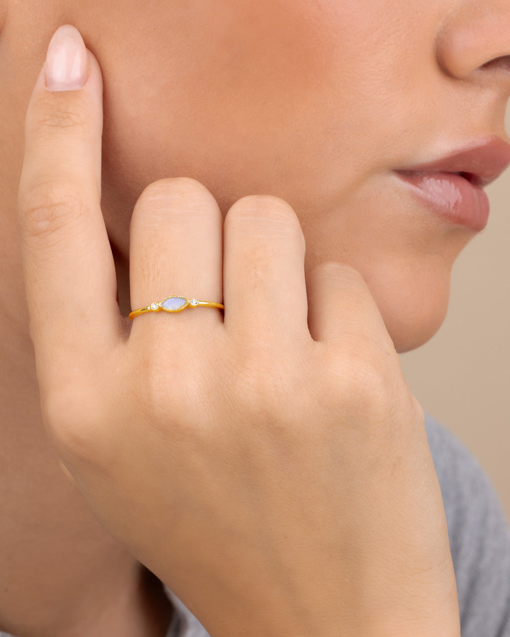 Sterling Silver Karina CZ Mother of Pearl Ring