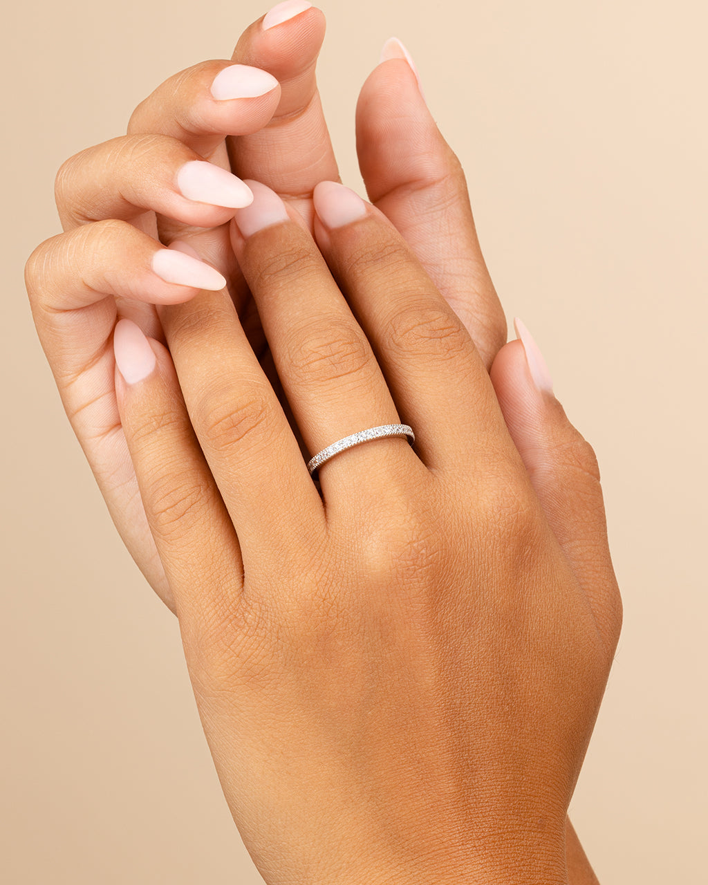 Sterling Silver Thin CZ Band Ring