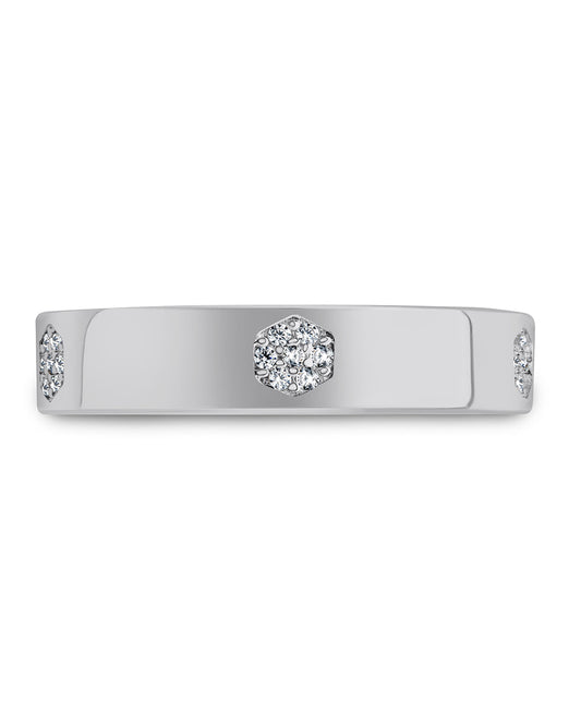 Sterling Silver CZ Station Band Ring