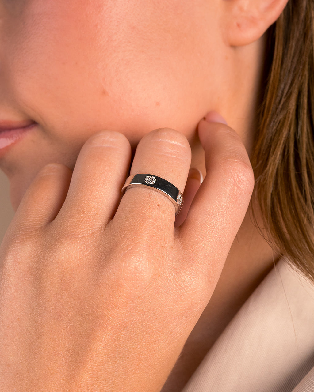 Sterling Silver CZ Station Band Ring