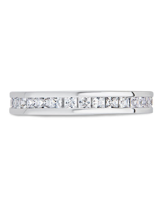 Sterling Silver Princess Eternity Wedding Band