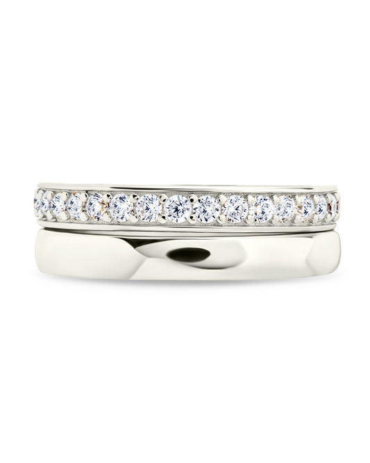 Sterling Silver Jackie CZ Stacking Ring Set of 2
