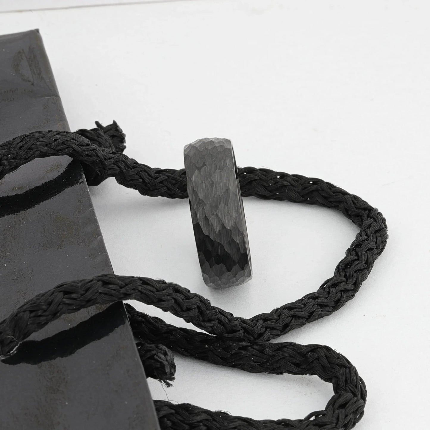 RENEGADE Domed Hammered Black Tungsten Carbide Wedding Band, Brushed Finish – 6mm or 8mm