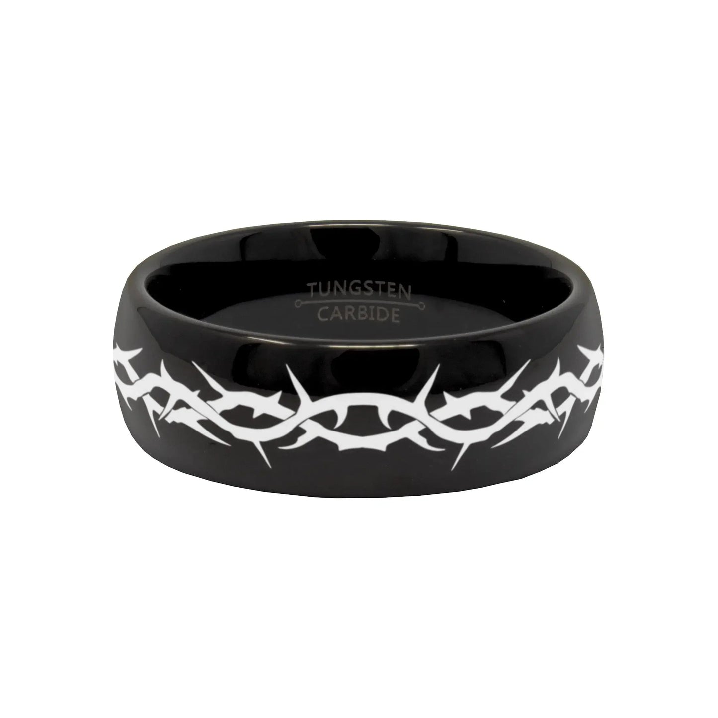 THORN CROWN Black Domed Tungsten Carbide Ring