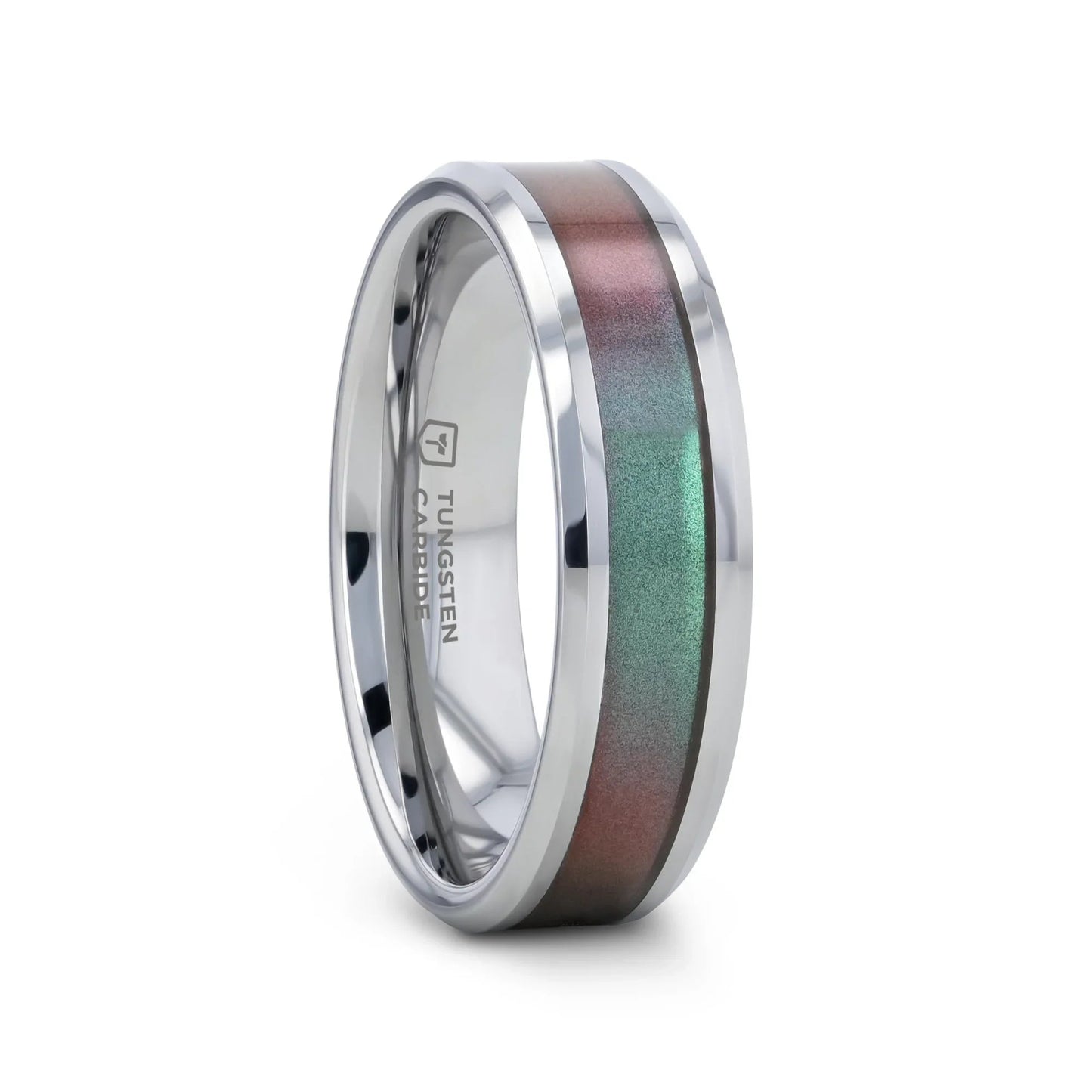 STINGRAY Tungsten Carbide Ring with Blue/Purple Color Changing Inlay - 4mm - 10mm