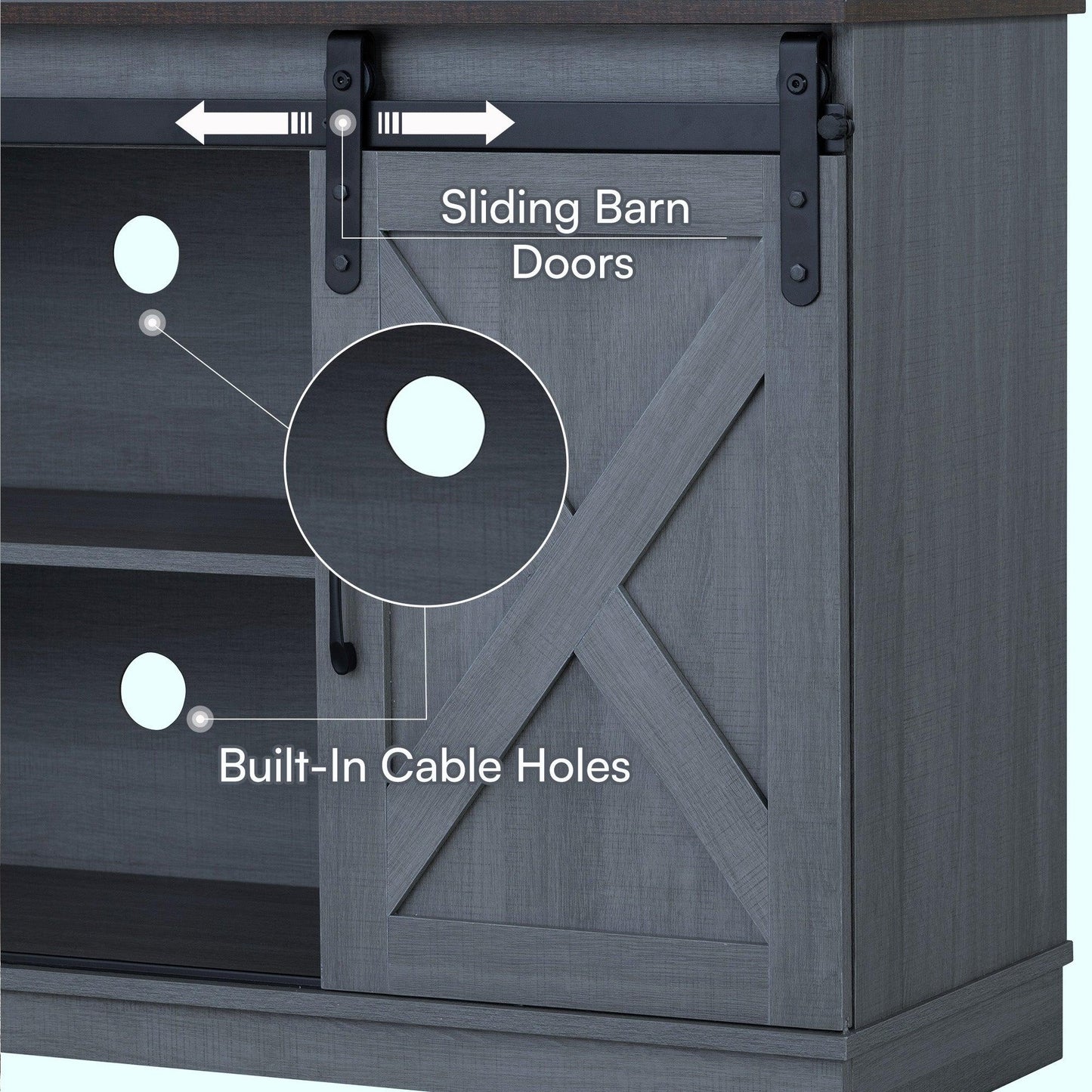 Eira Farmhouse 56-inch TV Stand with Storage Cabinet and Cable Holes, Entertainment Center Console for Living Room, Bedroom