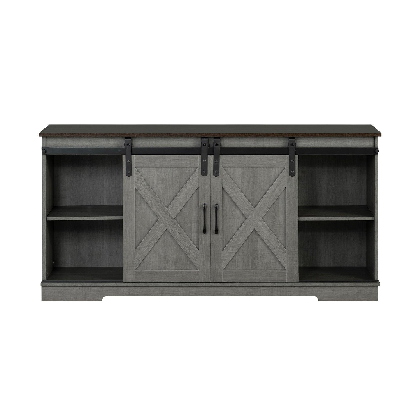 Eira Farmhouse 56-inch TV Stand with Storage Cabinet and Cable Holes, Entertainment Center Console for Living Room, Bedroom