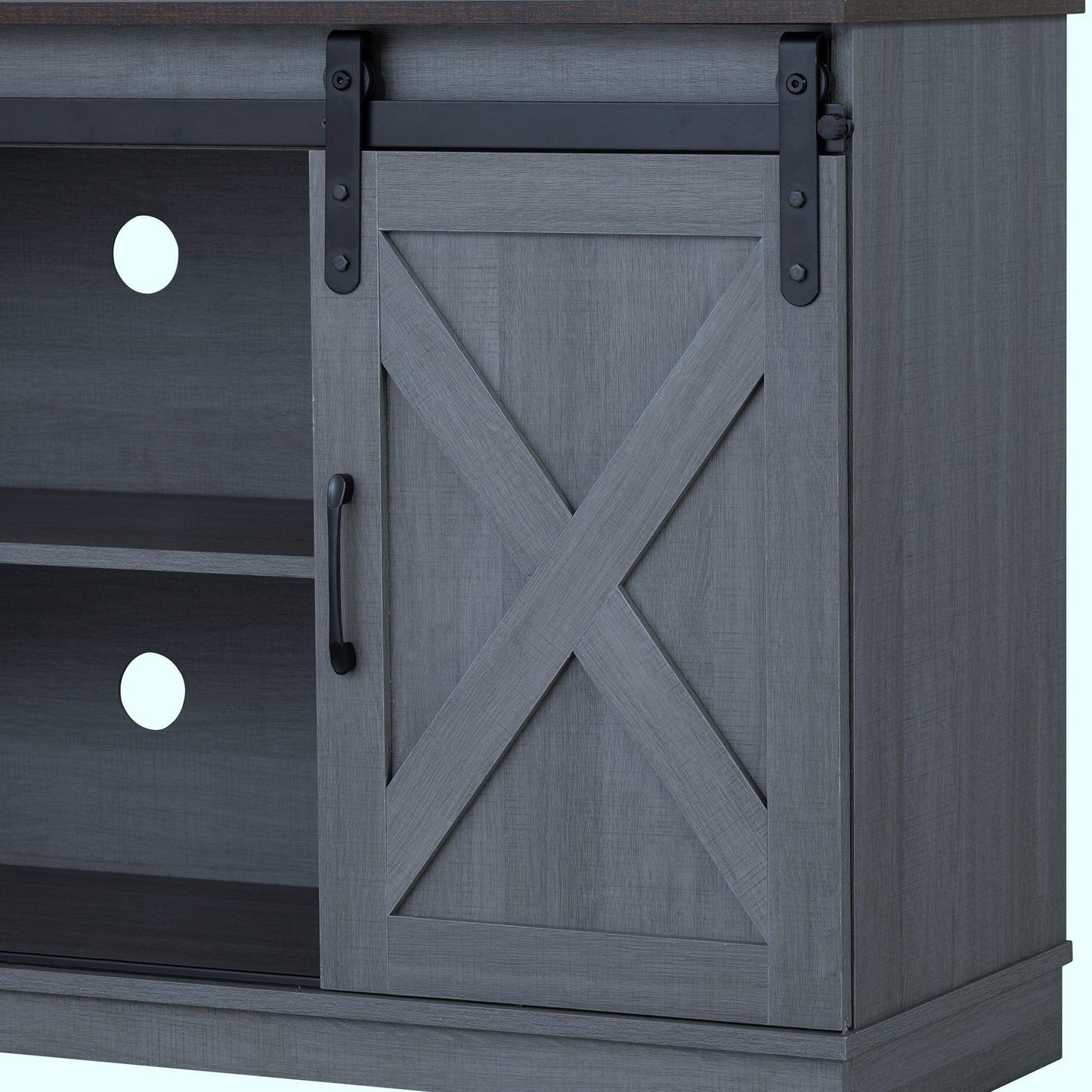 Eira Farmhouse 56-inch TV Stand with Storage Cabinet and Cable Holes, Entertainment Center Console for Living Room, Bedroom