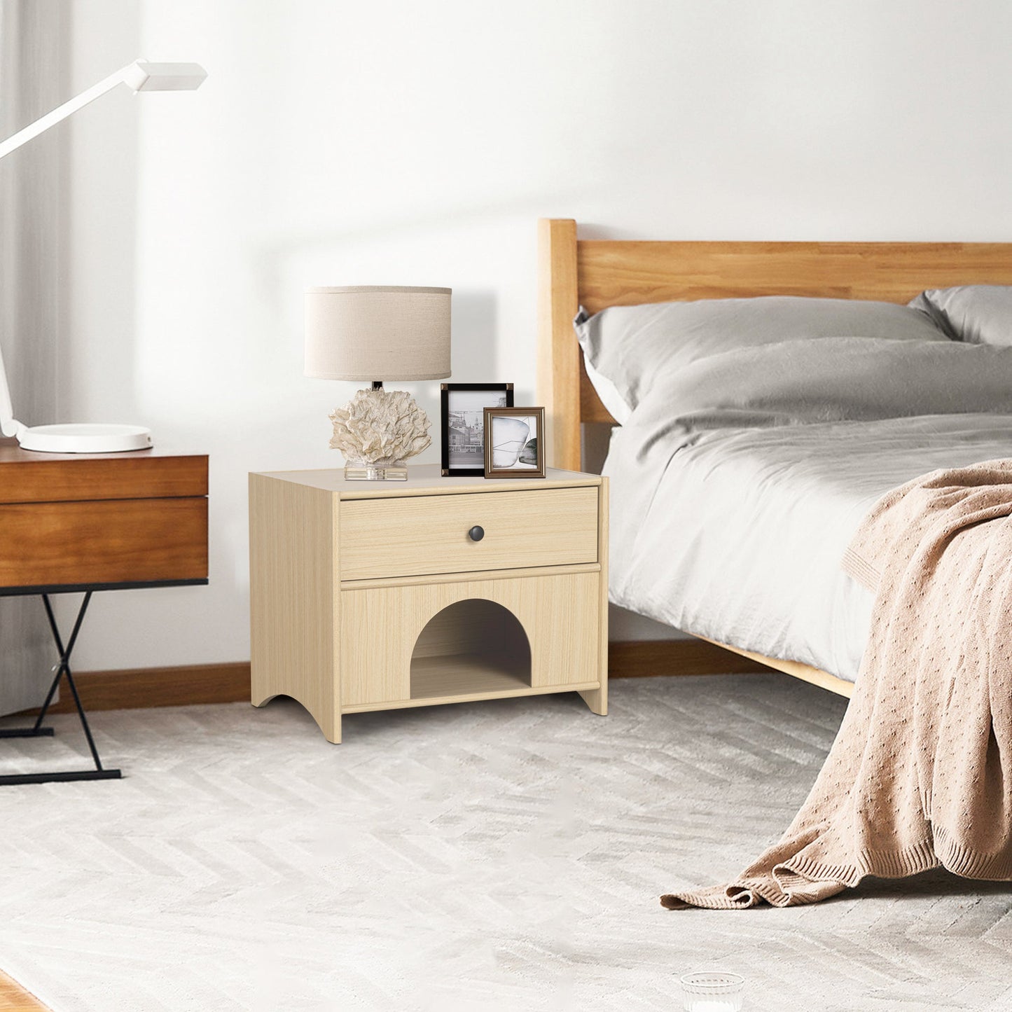 Travis Modern Natural 22-inch Side Table with Pet-Friendly Nook