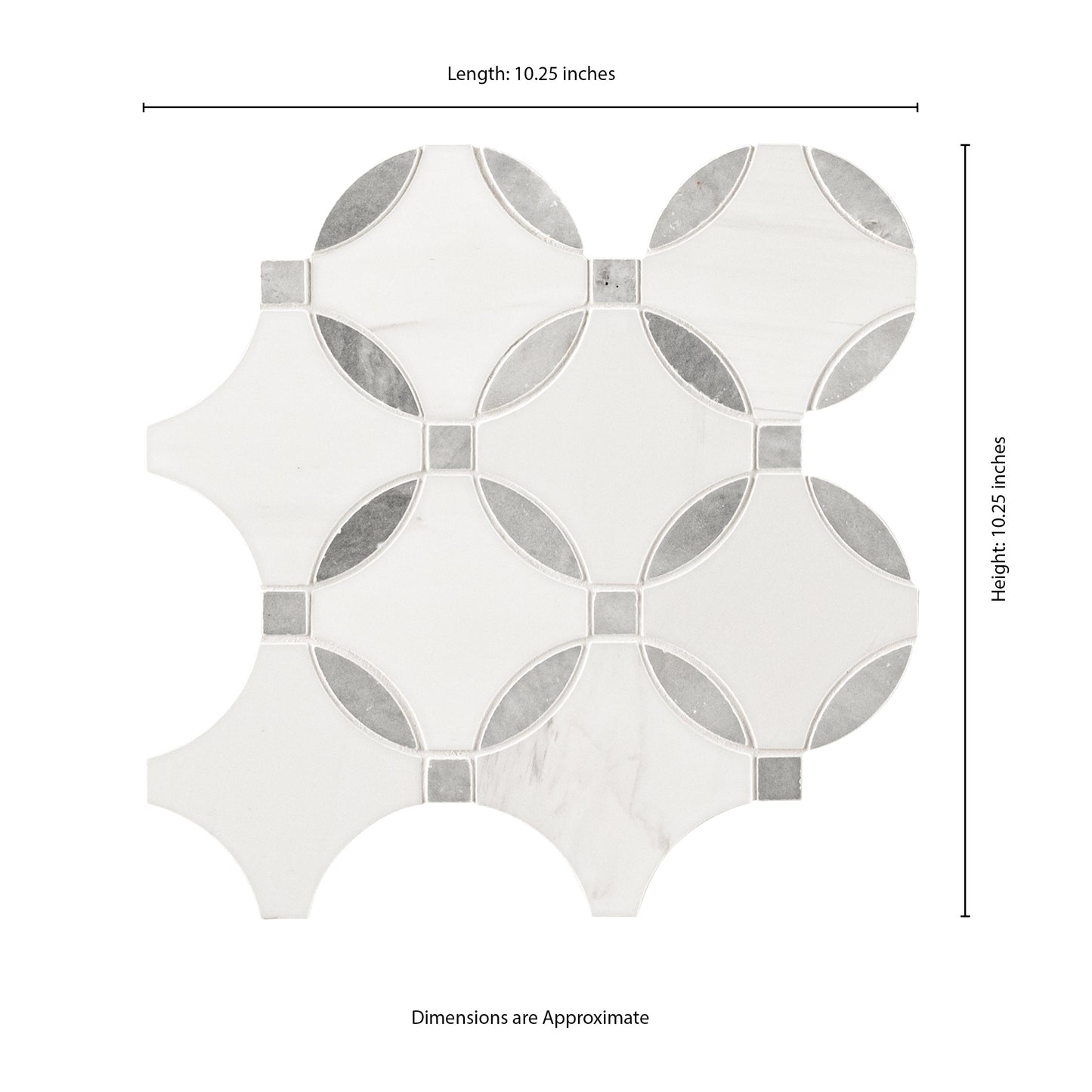 Bianco Dolomite Lola 10.25"x10.25" Polished Marble Mosaic Floor and Wall Tile - MSI Collection