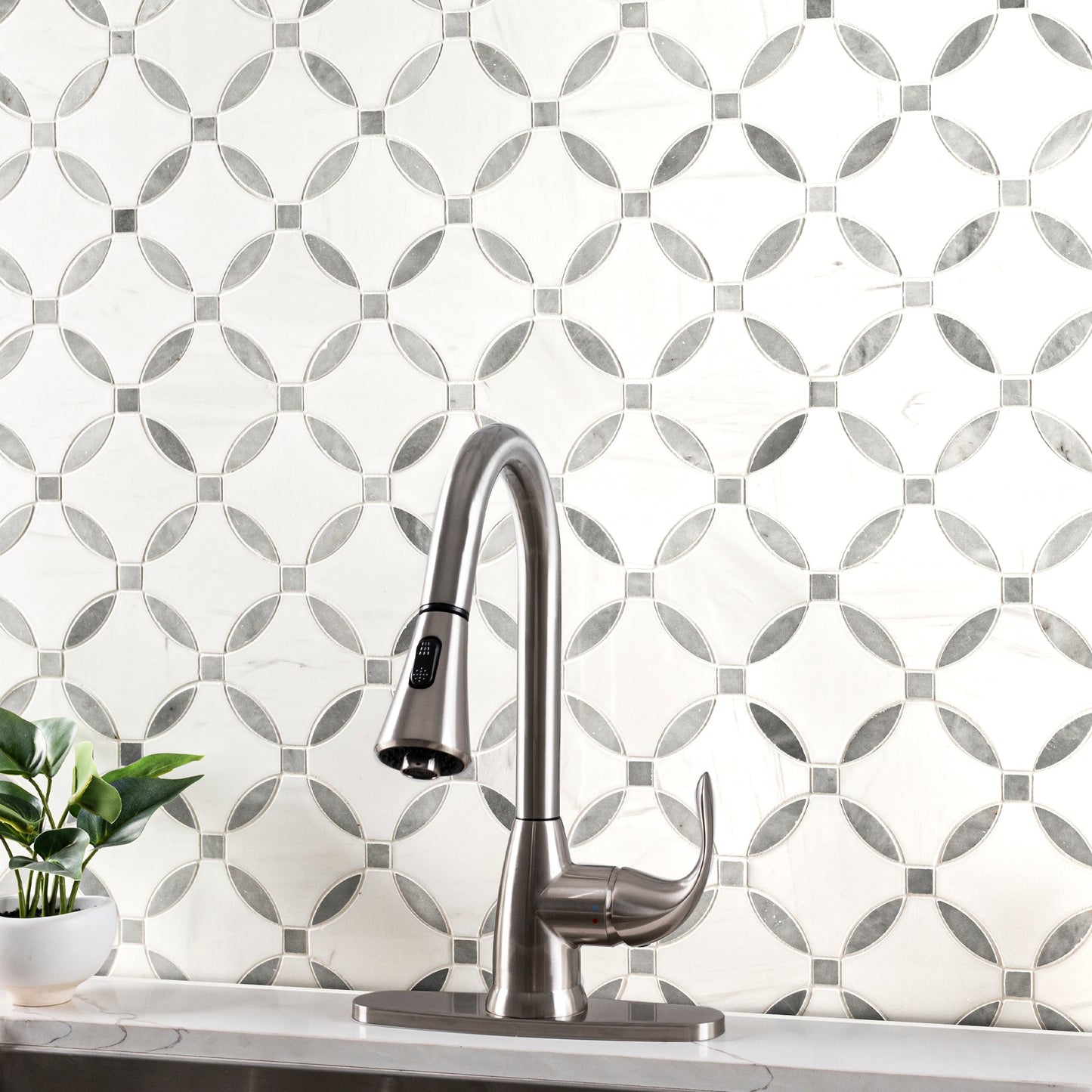 Bianco Dolomite Lola 10.25"x10.25" Polished Marble Mosaic Floor and Wall Tile - MSI Collection