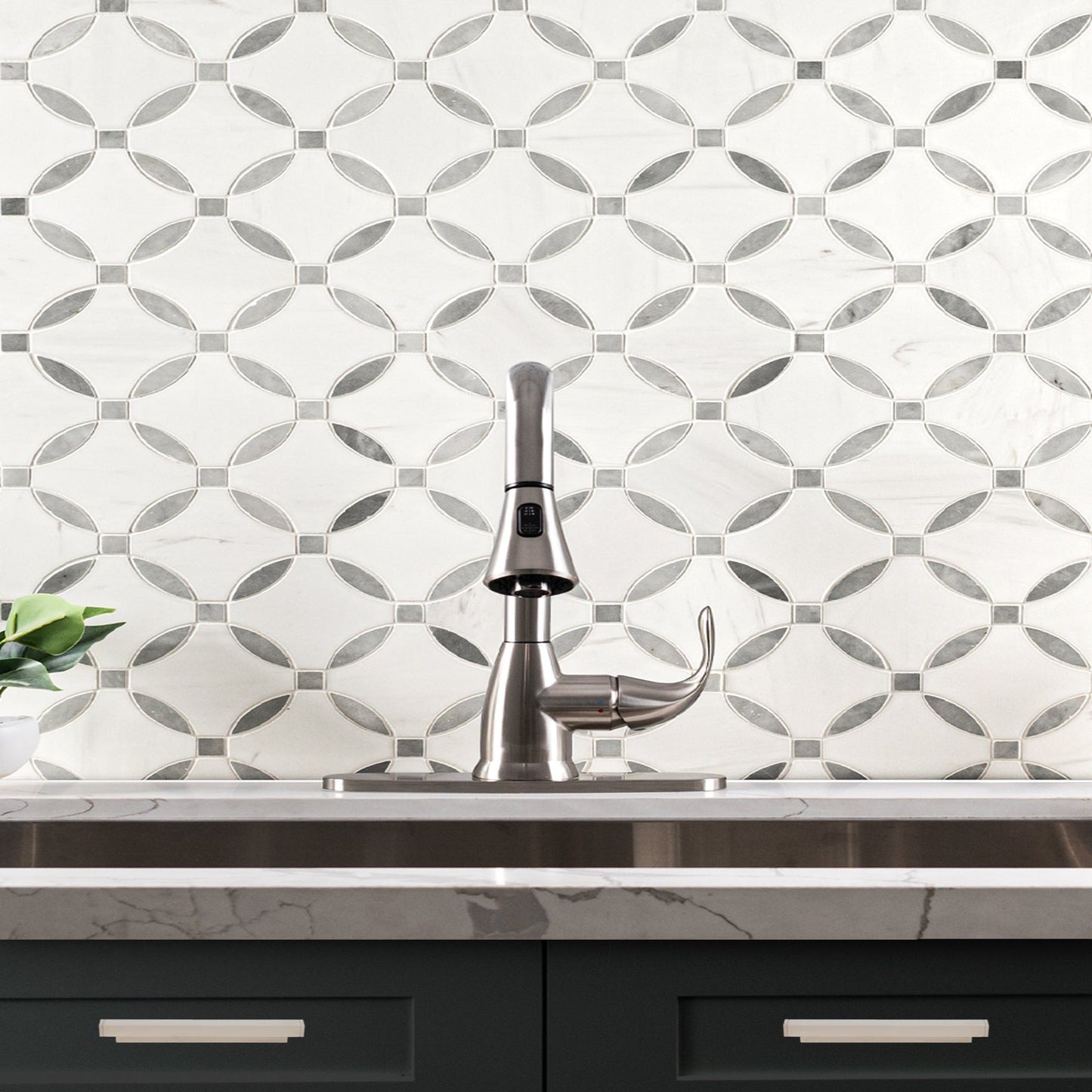 Bianco Dolomite Lola 10.25"x10.25" Polished Marble Mosaic Floor and Wall Tile - MSI Collection
