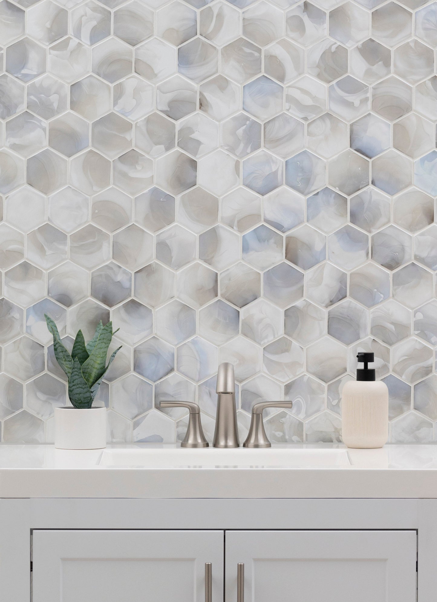 Akoya Pearl 10.95"x12.6" Hexagon Glass Mosaic Tile - MSI Collection