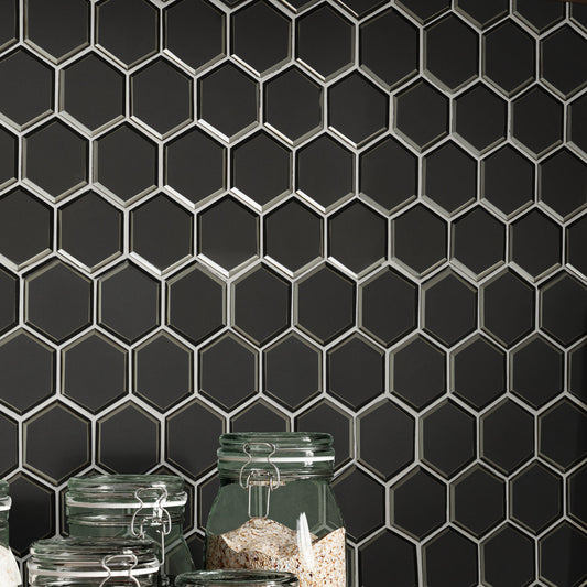 Metallic Gray Beveled Hexagon 10.51"x12.13" Glass Mosaic Tile - MSI Collection