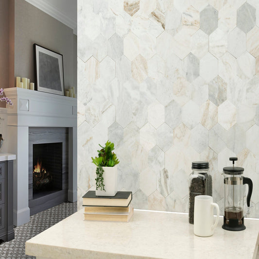 Arabescato Venato 10"x11.6" Peel and Stick Marble Mosaic Floor and Wall Tile - MSI Collection