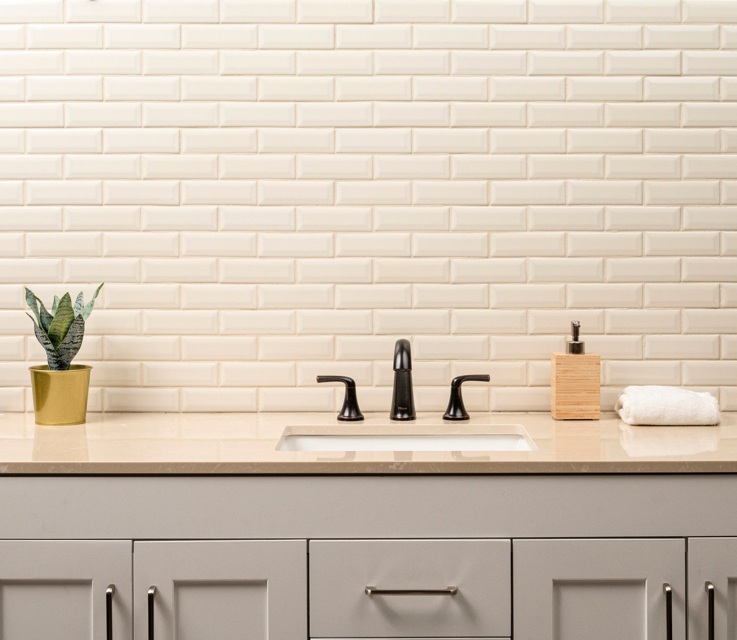 Antique White Beveled 12" x 12" Ceramic Mesh-Mounted Mosaic Wall Tile 2" x 6"- MSI Collection