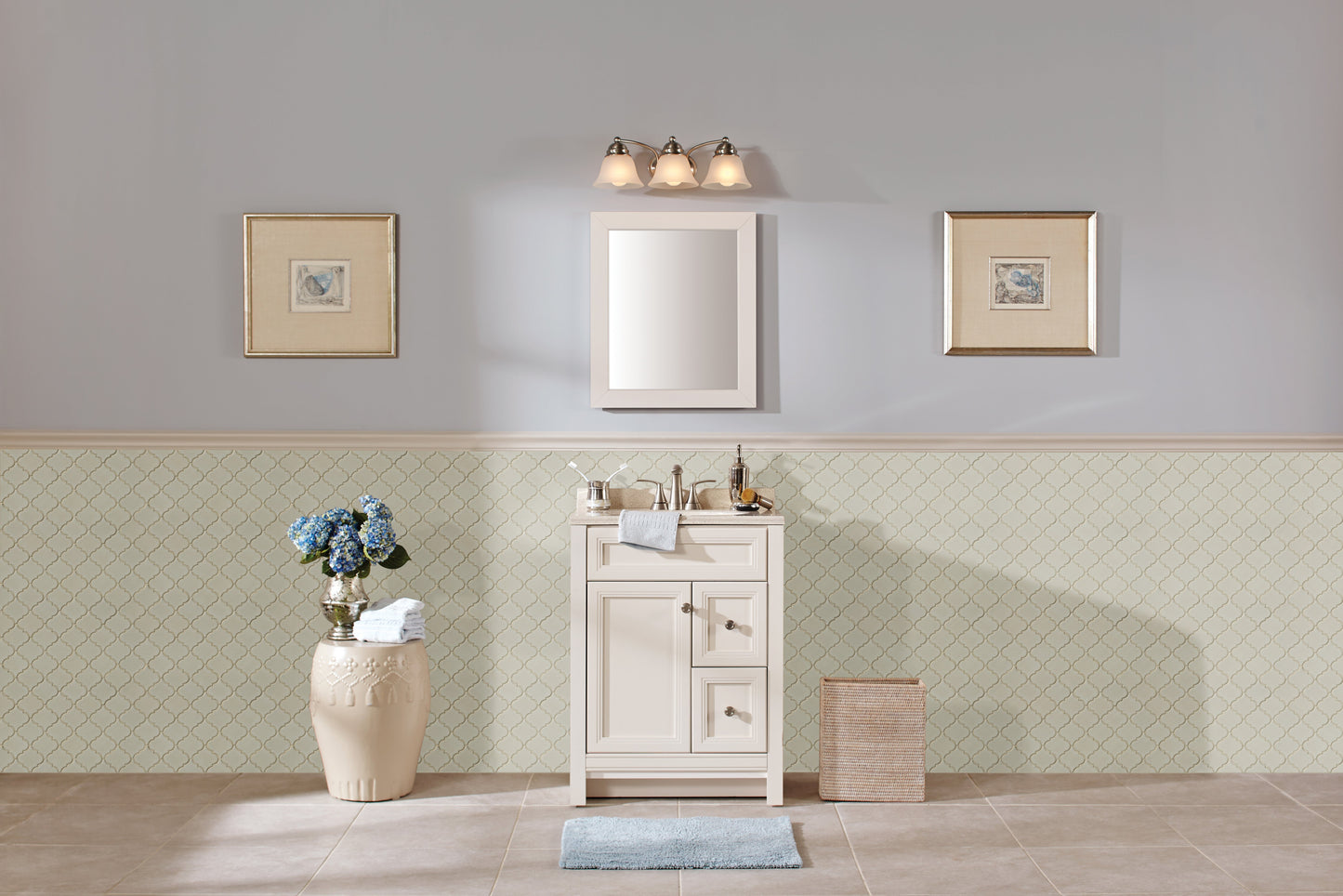 Antique White Arabesque 10.83" x 15.5" Glazed Ceramic Mesh-Mounted Mosaic Wall Tile Pattern-MSI Collection