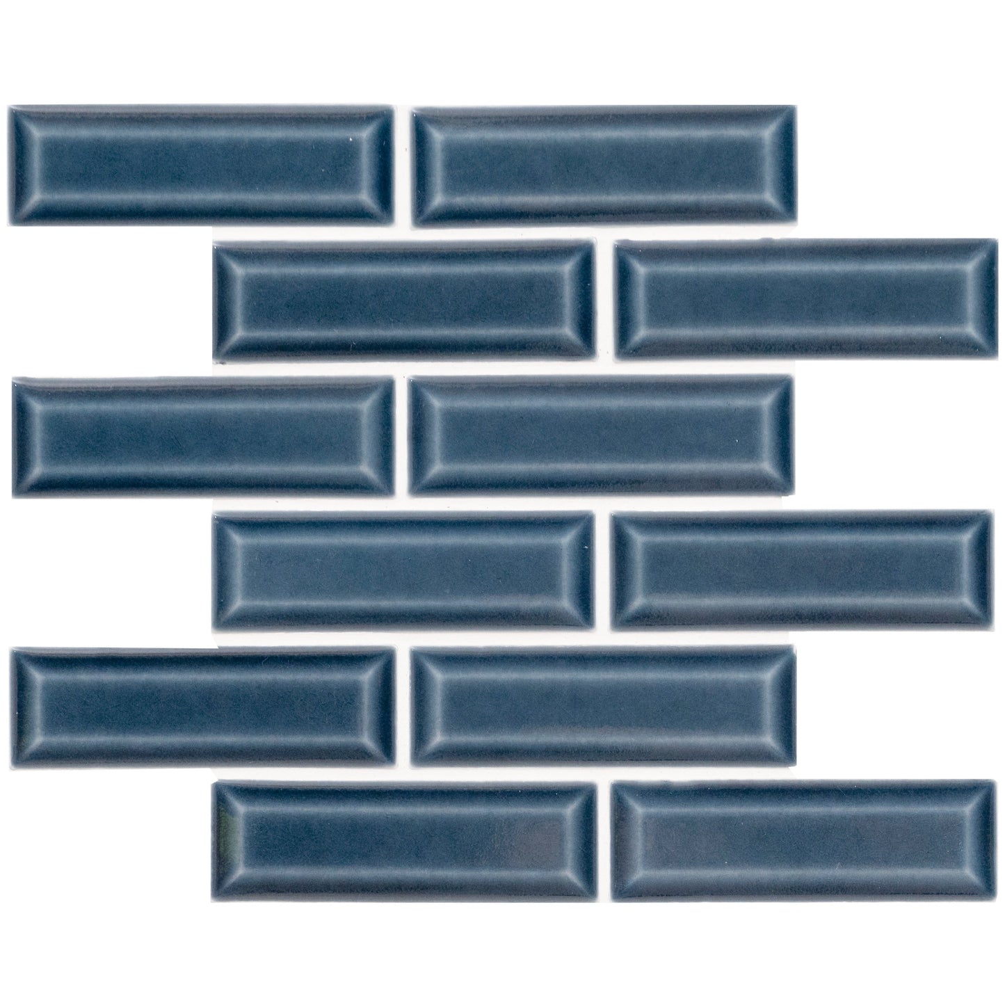 Bay Blue Beveled 12"x12" Ceramic Mesh-Mounted Mosaic Tile - MSI Collection