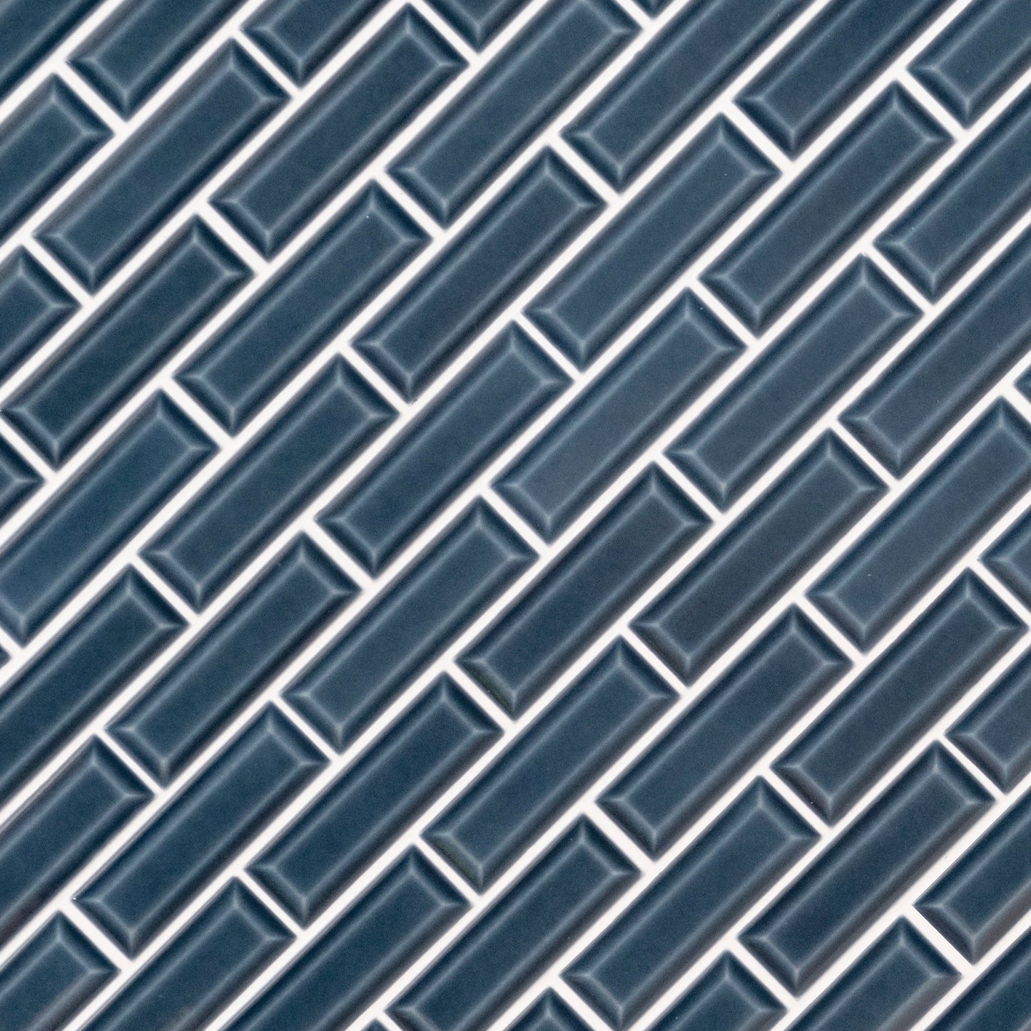 Bay Blue Beveled 12"x12" Ceramic Mesh-Mounted Mosaic Tile - MSI Collection