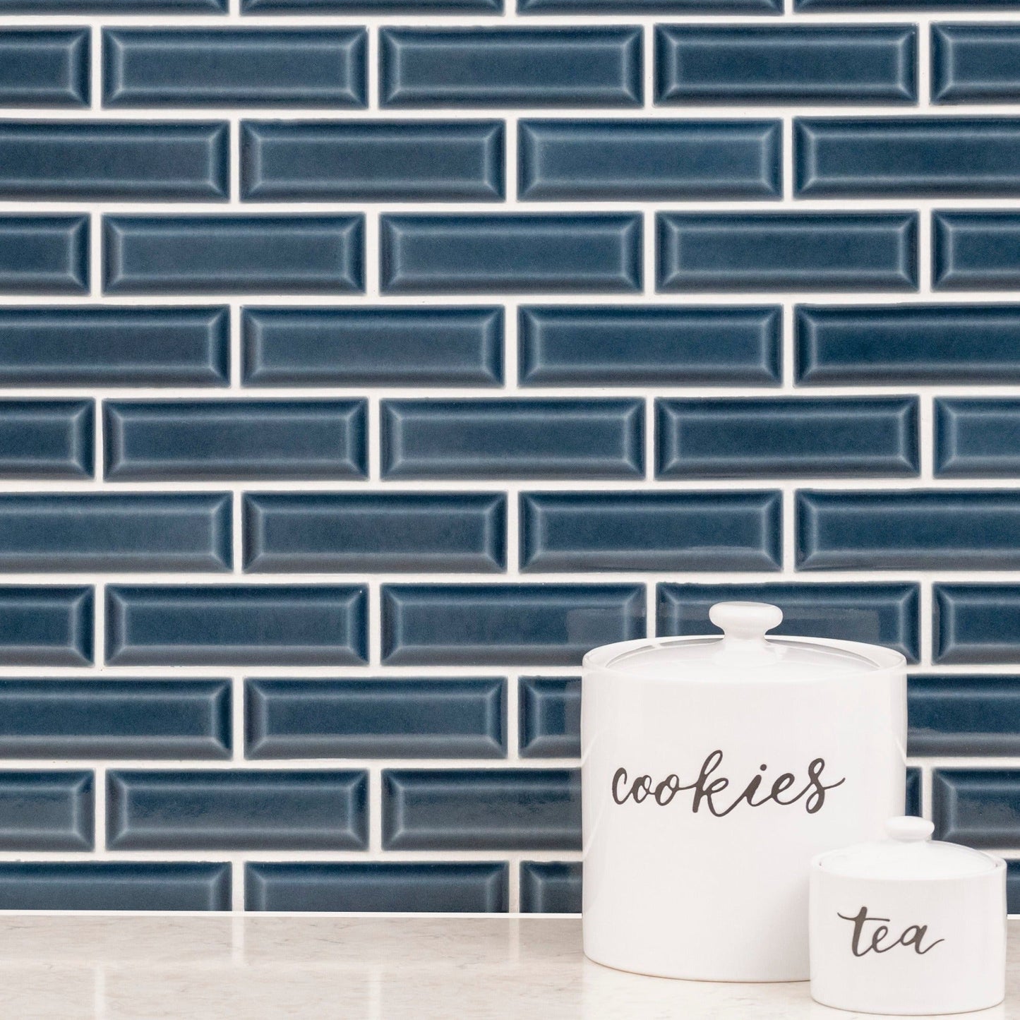 Bay Blue Beveled 12"x12" Ceramic Mesh-Mounted Mosaic Tile - MSI Collection