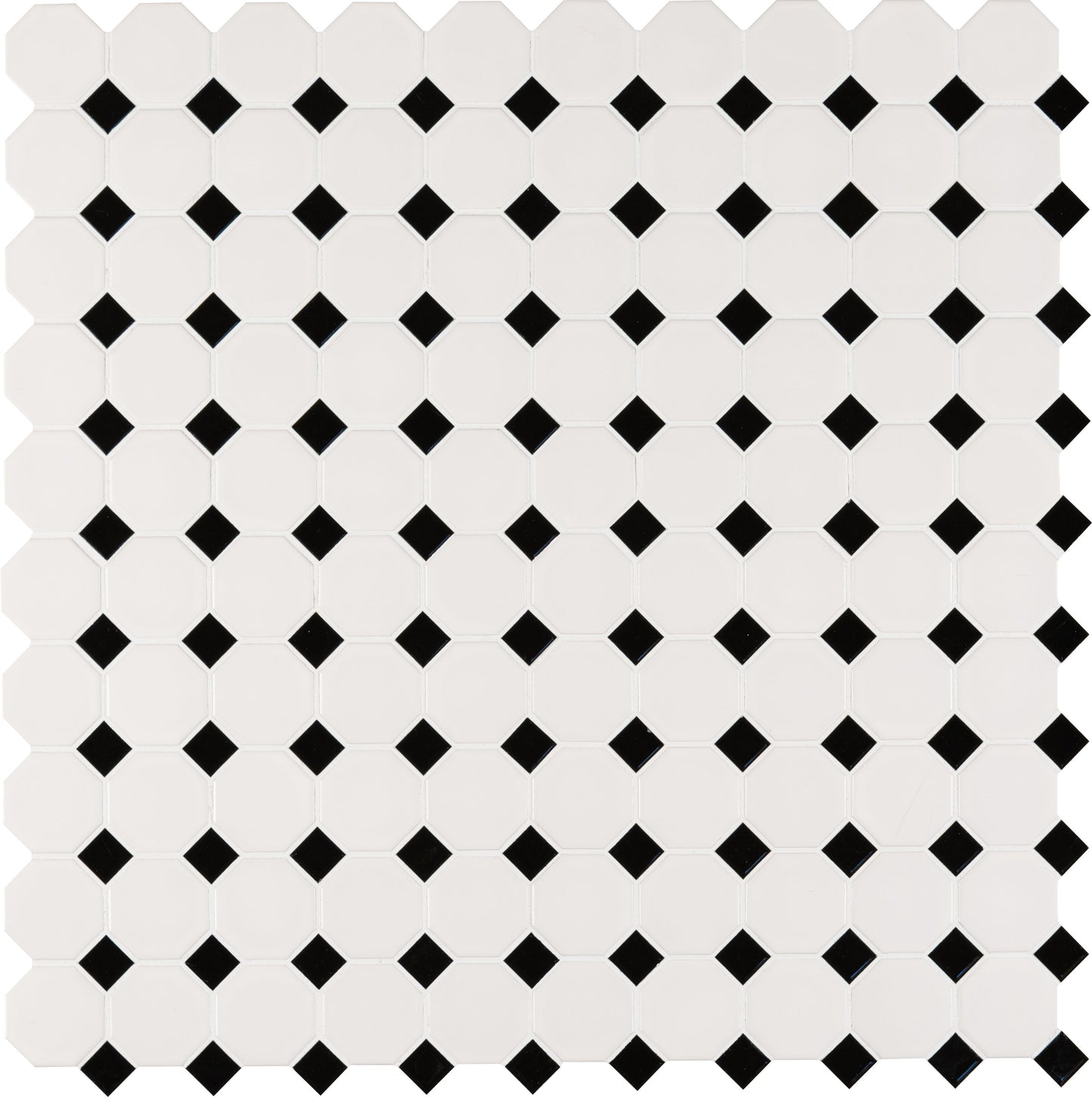 Black and White Octagon 11.61"x11.61" Matte Porcelain Mosaic Tile - MSI Collection